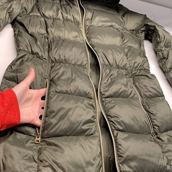 Lucky Brand Nylon Puffer Jacket w/ Hood Down Filled Colour Army Green Size Small - Picture 5 of 14